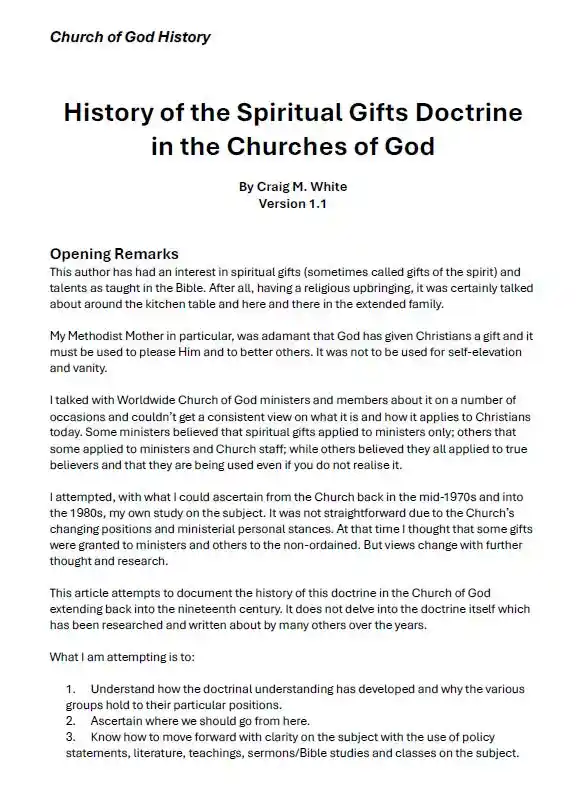 History of the Spiritual Gifts Doctrine in the CoGs